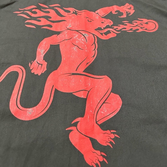 Dickies S/S Button-Down Collared Work Shirt, Gray with Fireball Red Dragon - XL - Picture 14 of 16